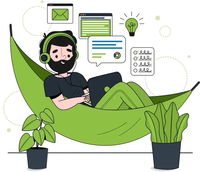 Smart CAF Hero - Person working on laptop in hammock